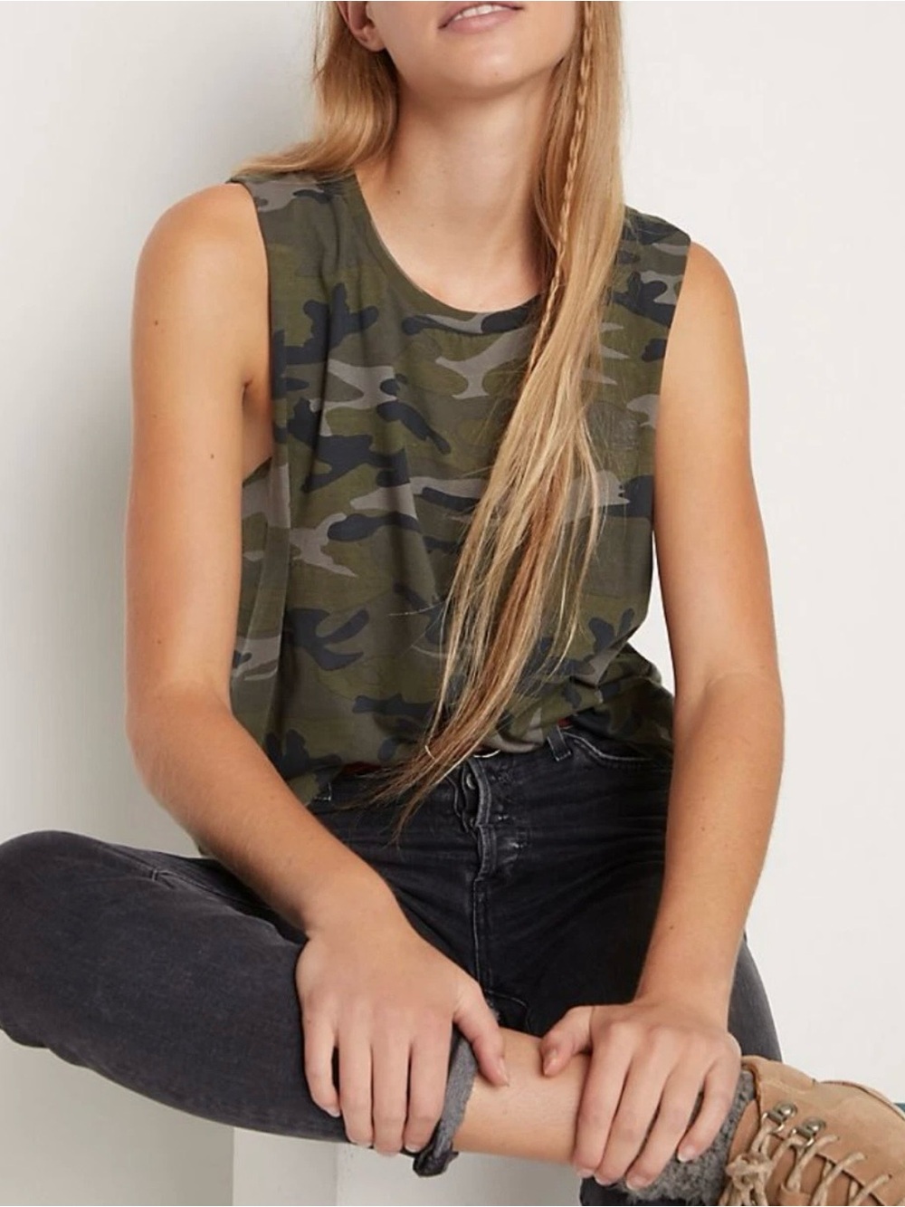 T.La Olive & Taupe Camo Tank Top